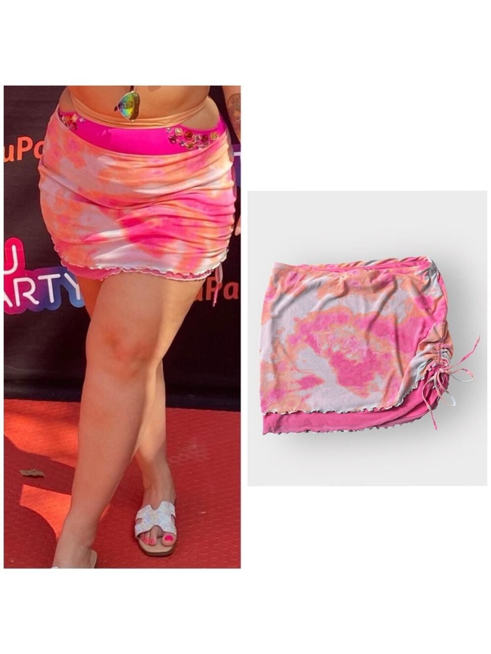 NEW Wild Fable tie dye mesh layered mini skirt XXL